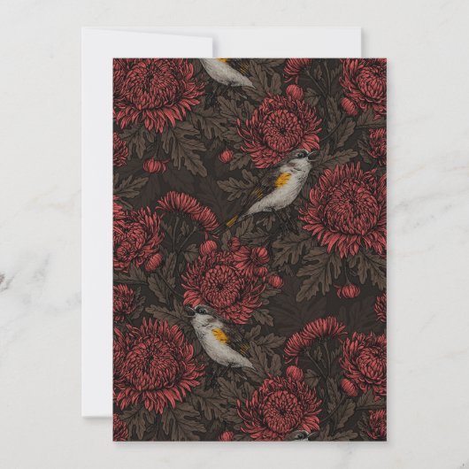 Roodstart in de chrysanten in bruin en rood (Voorkant)