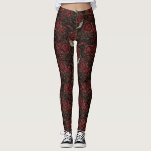 Roodstart in de chrysanten in bruin en rood leggings