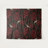 Roodstart in de chrysanten in bruin en rood wandkleed (Voorkant (horizontaal))