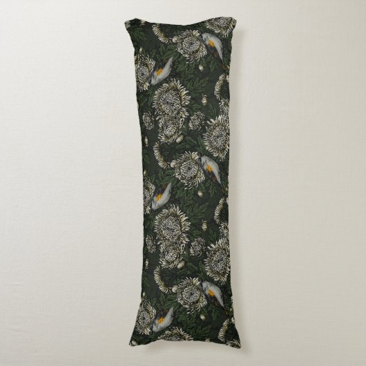 Roodstart in de chrysanten in groen en wit lichaamskussen (Voorkant Verticaal)