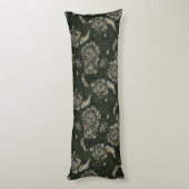 Roodstart in de chrysanten in groen en wit lichaamskussen (Achterkant (Verticaal))