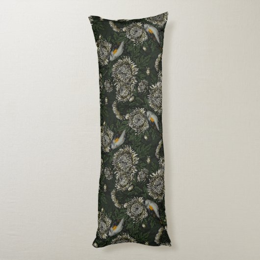 Roodstart in de chrysanten in groen en wit lichaamskussen (Achterkant (Verticaal))