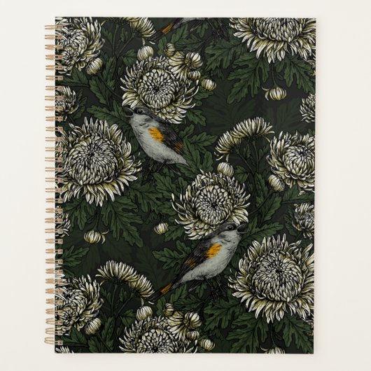 Roodstart in de chrysanten in groen en wit planner (Voorkant)