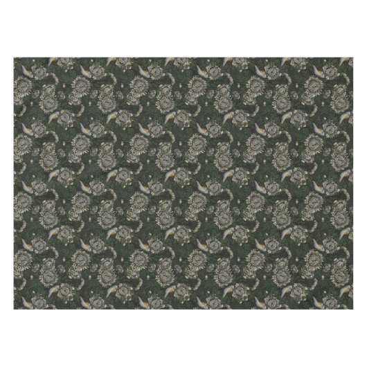 Roodstart in de chrysanten in groen en wit tafelkleed (Voorkant (Horizontaal))