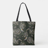 Roodstart in de chrysanten in groen en wit tote bag (Achterkant)