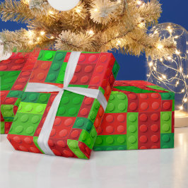 Roodstenen en groene bouwstenen | Kerstmis Cadeaupapier