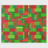 Roodstenen en groene bouwstenen | Kerstmis Cadeaupapier (Vlak)