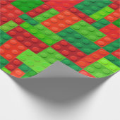 Roodstenen en groene bouwstenen | Kerstmis Cadeaupapier (Hoek)