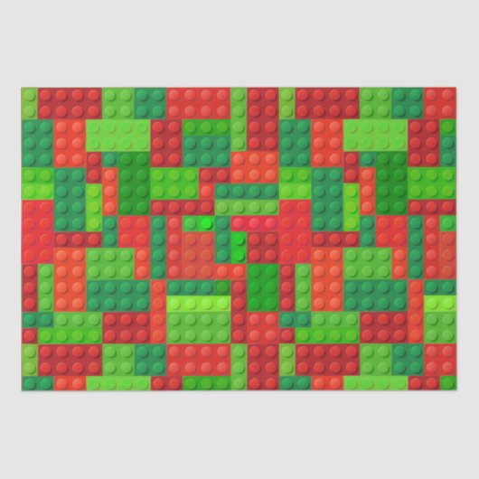 Roodstenen en groene bouwstenen | Kerstmis Tissuepapier (Voorkant)