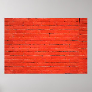 Roodstenen muur van brick poster