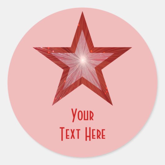 Roodster "Jouw tekst" ronde sticker bleek roze (Voorkant)