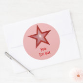 Roodster "Jouw tekst" ronde sticker bleek roze (Envelop)