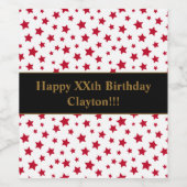 Roodsterren met label voor bericht op zondag wijn etiket (Enkel label)