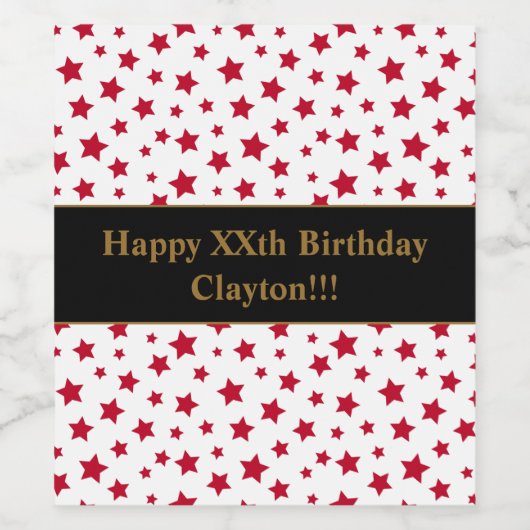 Roodsterren met label voor bericht op zondag wijn etiket (Enkel label)