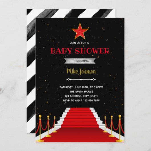 Roodtapijtdoucheuitnodiging Kaart (Voorkant / Achterkant)