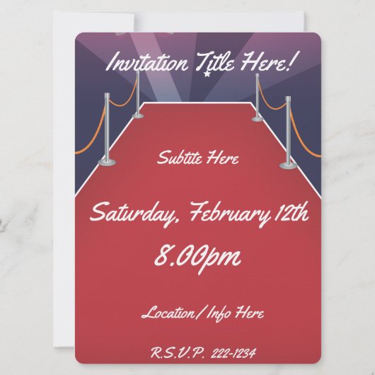 Roodtapijtfeestdag uitnodigen kaart (Achterkant)