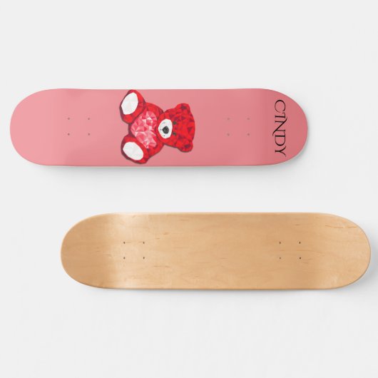 Roodteddyskateboard, aangepaste naam. persoonlijk skateboard (Horizontaal)