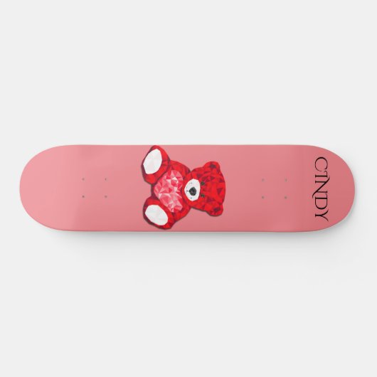 Roodteddyskateboard, aangepaste naam. persoonlijk skateboard (Horizontaal)