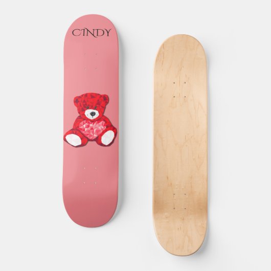 Roodteddyskateboard, aangepaste naam. persoonlijk skateboard (Voorkant)