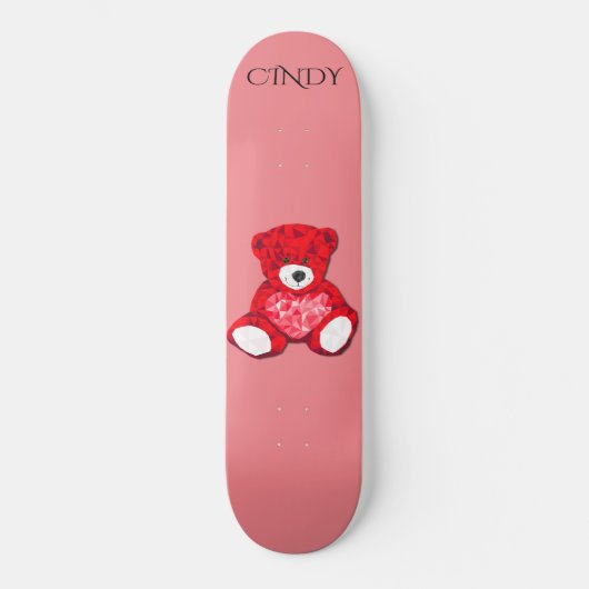 Roodteddyskateboard, aangepaste naam. persoonlijk skateboard (Voorkant)