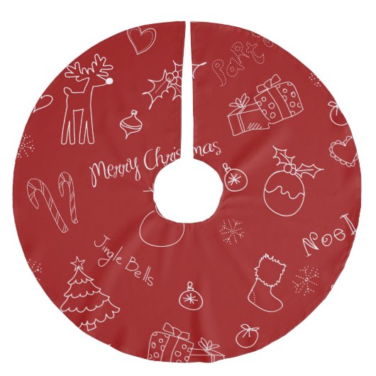 Roodtekende kerstboomrok kerstboom rok (Voorkant)