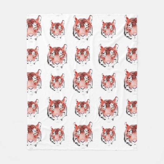 Roodtijger Waterverf dierentuin Fleece Deken (Voorkant)