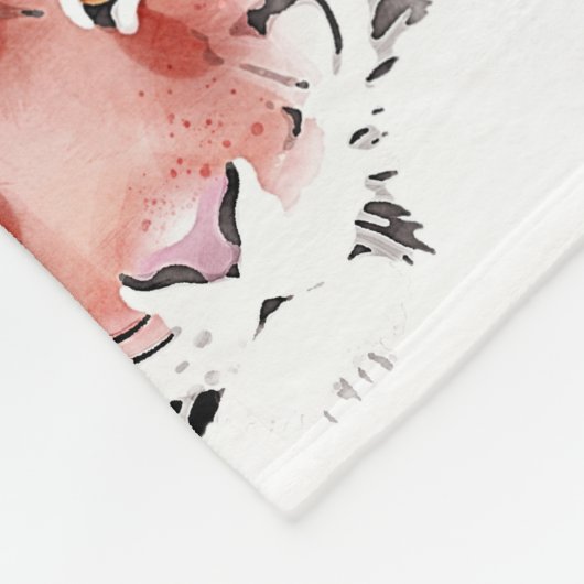 Roodtijger Waterverf dierentuin Fleece Deken (Hoek)