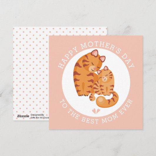 Roodtijgerkat en roze kat Moederdag Feestdagenkaart (Voorkant / Achterkant)