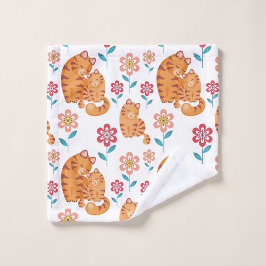 Roodtijgerkattenmoeder met baby-Moederdag Bad Handdoek (Wasdoekje)