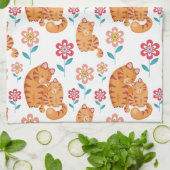 Roodtijgerkattenmoeder met baby-Moederdag Theedoek (Gevouwen)