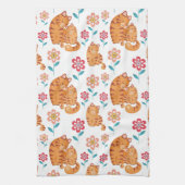 Roodtijgerkattenmoeder met baby-Moederdag Theedoek (Verticaal)