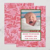 Roodtoile Birth koninklijke kaart (Voorkant / Achterkant)