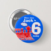 Roodtreinverjaardag 4-letternaamouderknop ronde button 5,7 cm (Voorkant /achterkant)