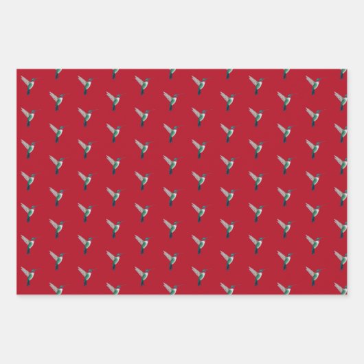 Roodtroebel Hummingbird Pattern Inpakpapier Vel (Voorkant 3)