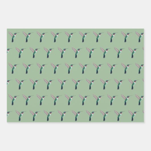 Roodtroebel Hummingbird Pattern Inpakpapier Vel (Voorkant 2)