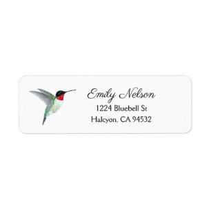 Roodtroebel Hummingbird Return Address Etiket