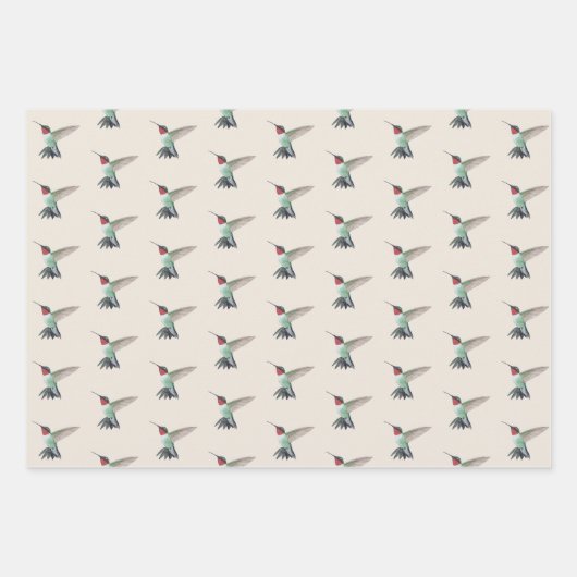 Roodtroebel vogelpatroon inpakpapier vel (Voorkant)