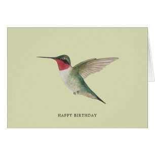 Roodtroebele Hummingbird Birthday Card