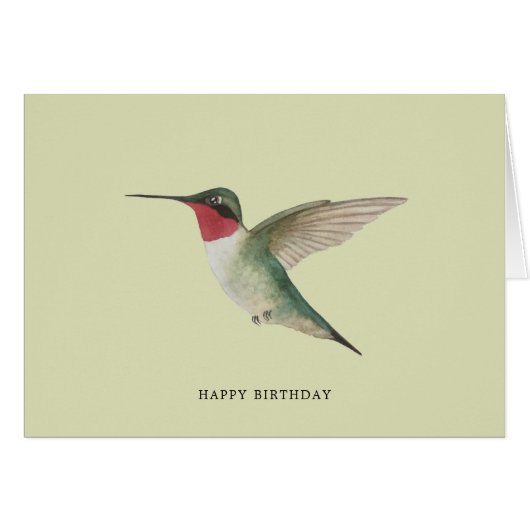 Roodtroebele Hummingbird Birthday Card (Voorkant Horizontaal)