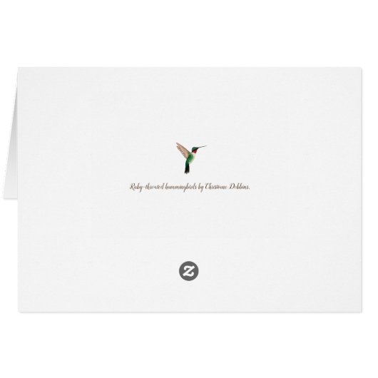 Roodtroebele Hummingbird Birthday Card (Achterkant Horizontaal)