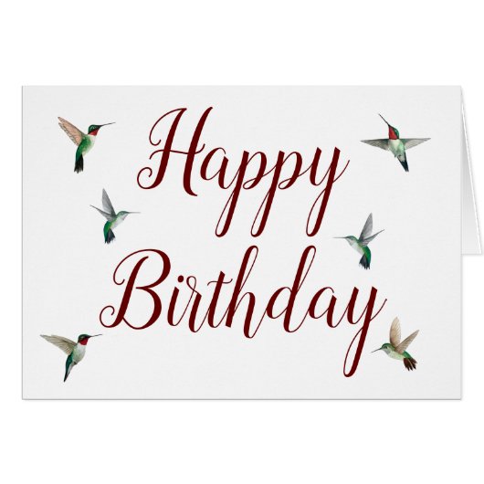 Roodtroebele Hummingbird Birthday Card (Voorkant Horizontaal)