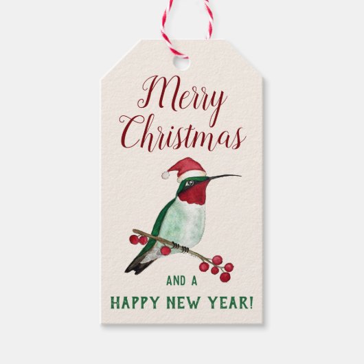 Roodtroebelende Hummingbird Gift Labels Cadeaulabel (Voorkant)