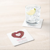 Roodtulp met inkttekenmonogram bruiloft kartonnen onderzetters (Insitu)