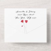 Roodtulp Waterverf Spring Wedding All In One Uitnodiging (Achterkant)