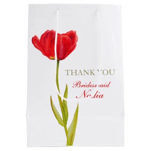 Roodtulpbruidbruidsschat voor middelgrote cadeaast medium cadeauzakje (Achterkant)
