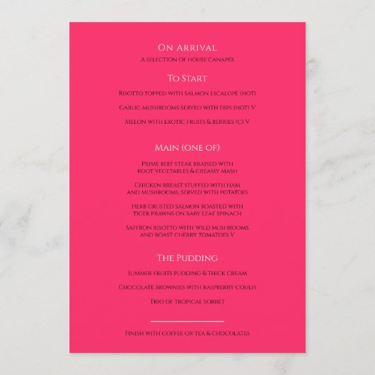 Roodtulpen hart met monogram bruiloft menu (Achterkant)