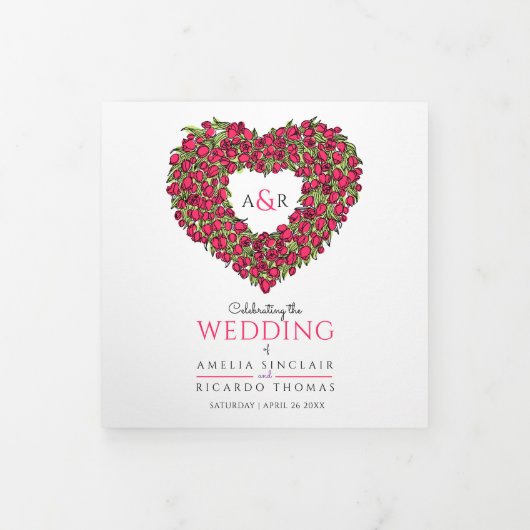 Roodtulpen hartenverhaal trouw bruiloft drieluik programma (Cover)