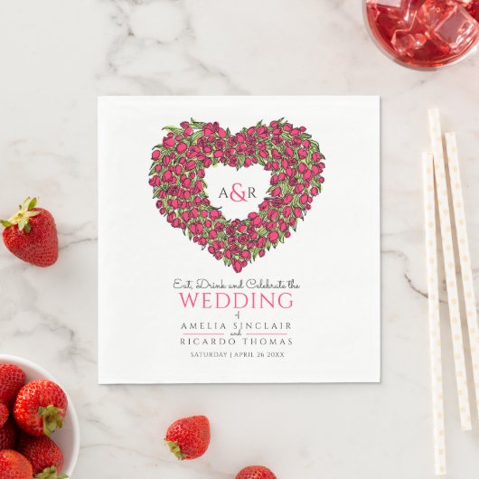 Roodtulpen met rode tulpen servet (Insitu)