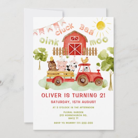 Roodvee 2e verjaardag kaart (Voorkant)