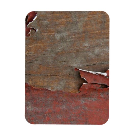 Roodverf met pellen op oud ruithout magneet (Verticaal)
